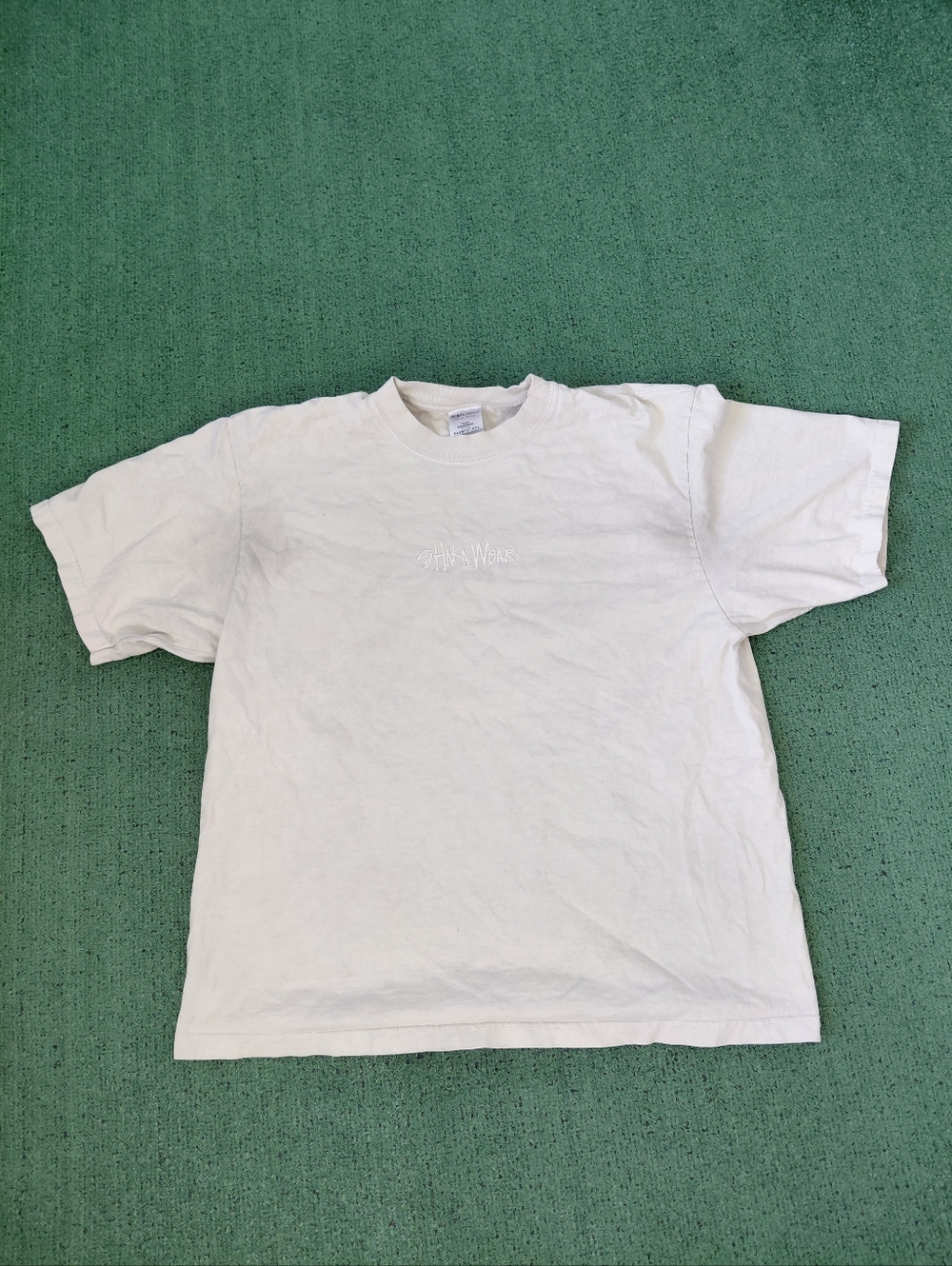VINTAGE 2004 Shaka Wear Embroidered  Beige Logo Beige T Shirt Sz XL